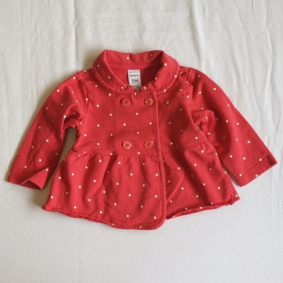 carter's double breasted french terry peacoat jacket 12 months baby girl - Picture 1 of 6